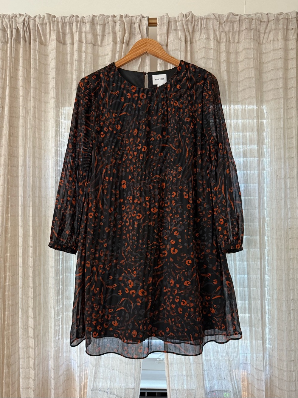 Plisse Black Abstract Mini Dress
